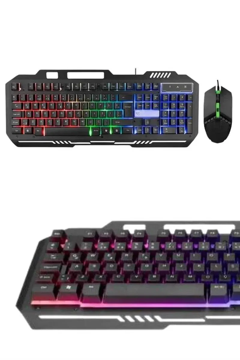 Işıklı Oyuncu Q Klavye Mouse Seti Siyah Gaming Oyuncu Klavye görsel 3