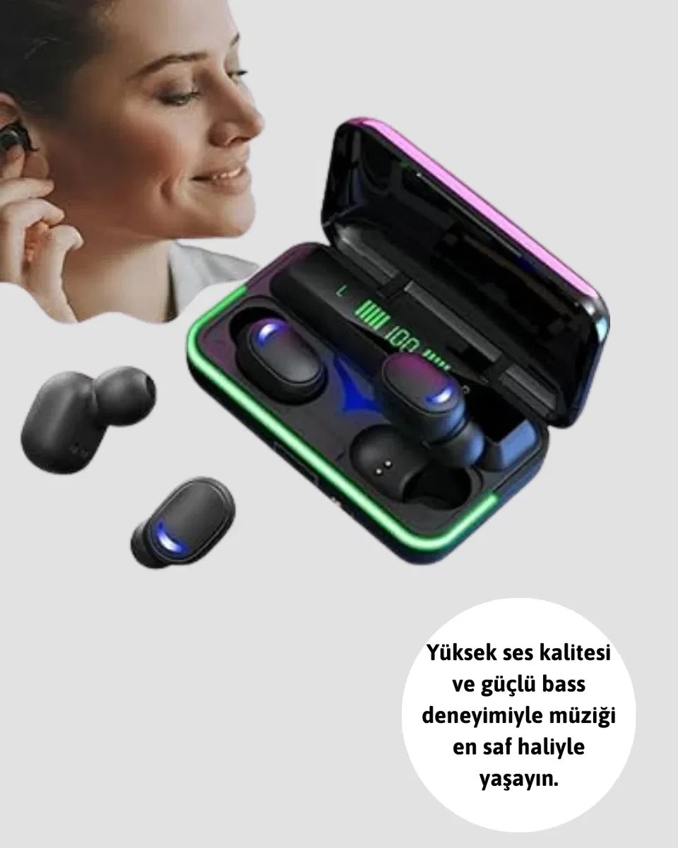 Oyun Modlu E10 Bluetooth Kulaklık Powerbank ve LED Ekranlı görsel 2