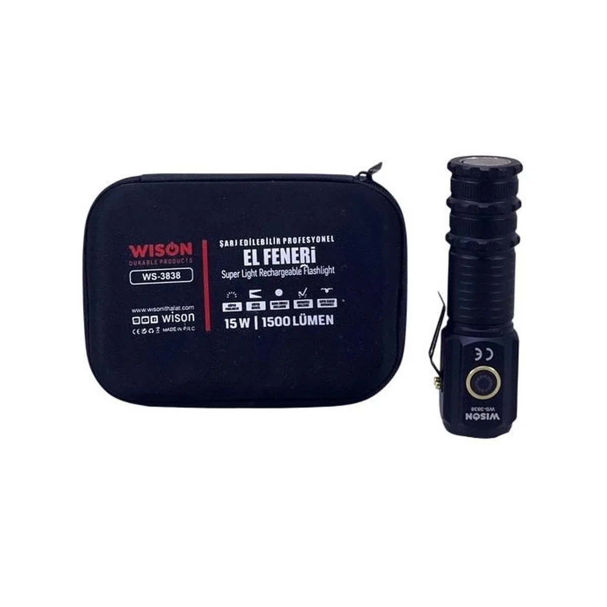 Wison Ws-3838 1500 Lümen Mıknatıslı Usb Şarjlı El Feneri görsel 2