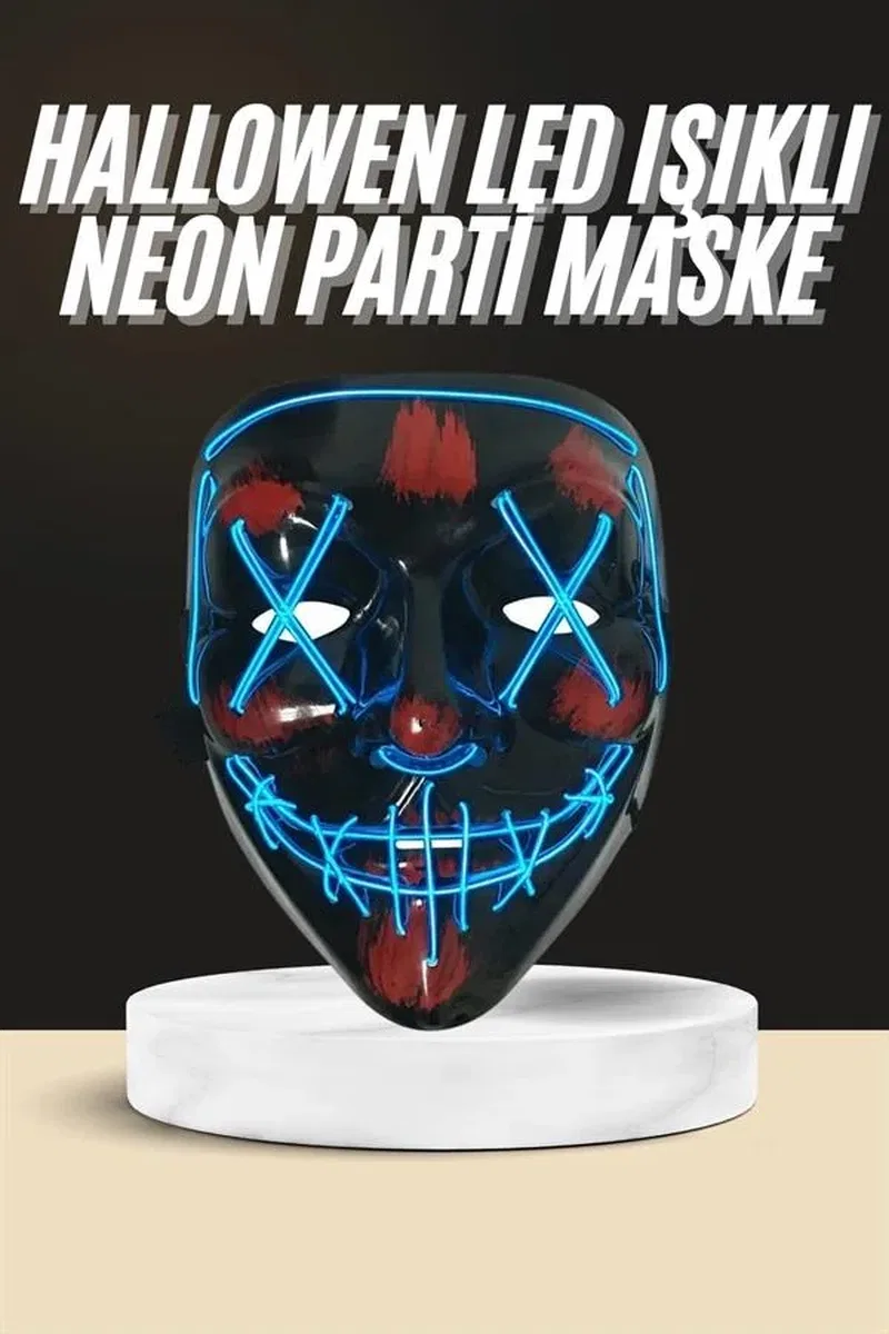 Işıklı Led Maske Parti Eğlence Maskesi Hallowen Neon Maske görsel 2