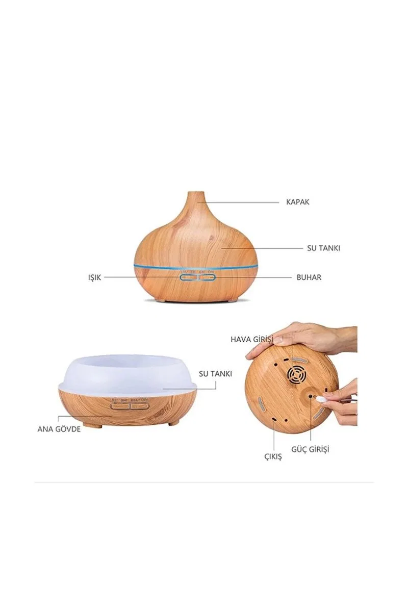 Hava Nemlendirici 7 Led Işıklı Aromatik Oda Kokusu 550 Ml Kahve Aroma Difüzörü Buhar Makinası görsel 3