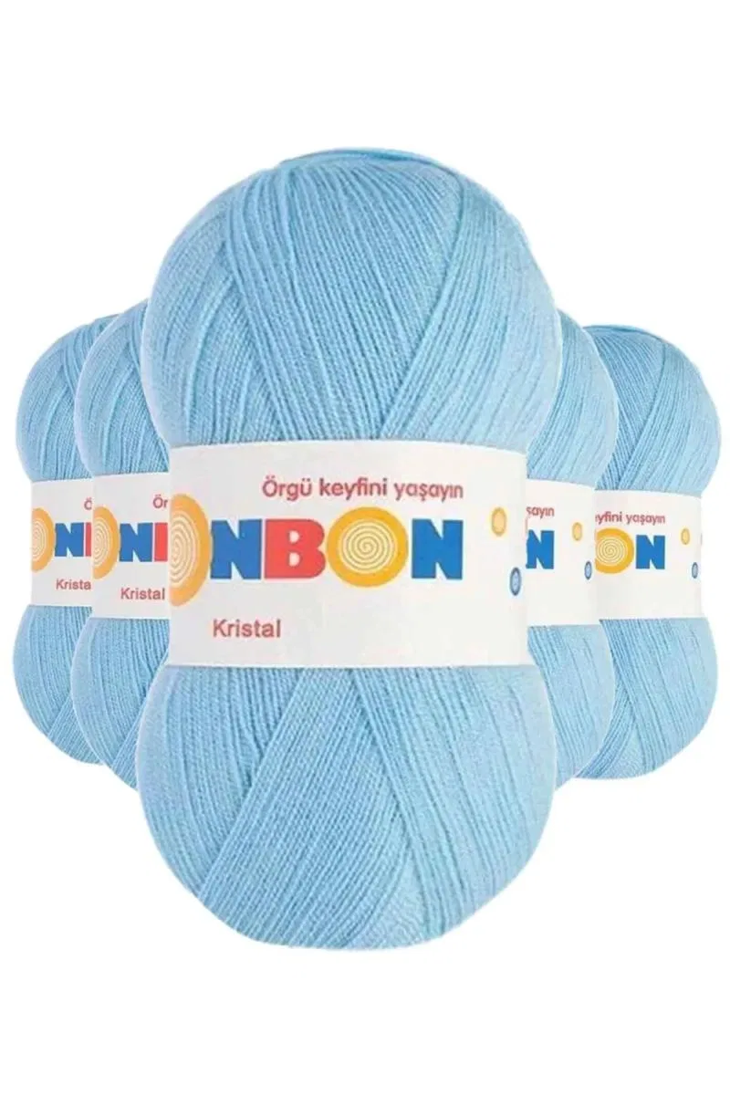 5 Adet Kristal El Örgü Lif İpi Ufuk Mavisi 98231 - bonbon mudanis