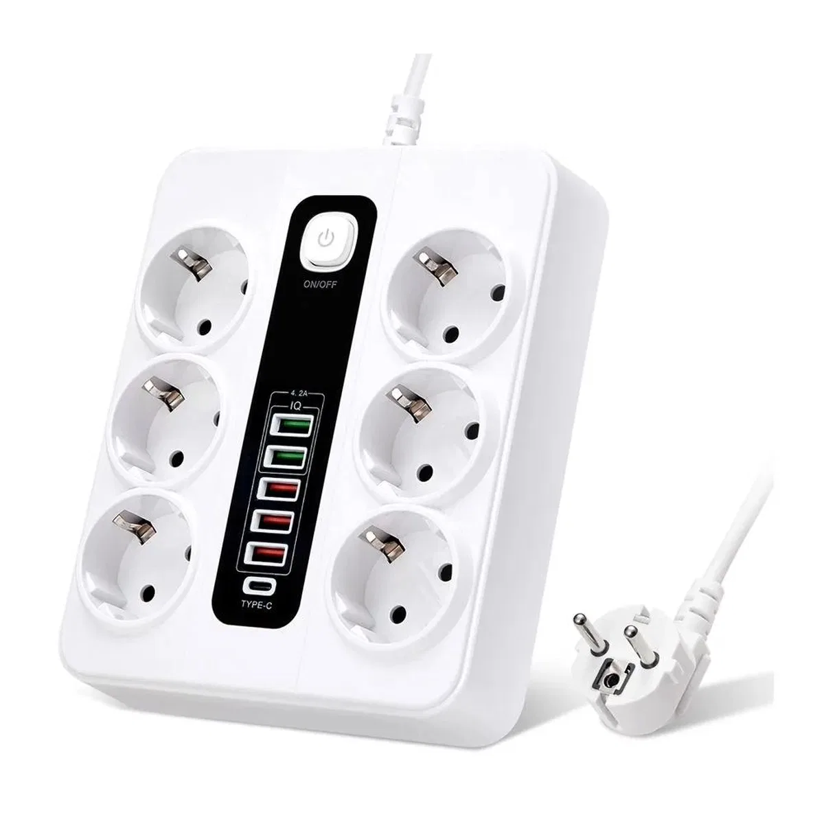 Vothoon Hp-h04 3000w 10amper 6’lı 2metre Uzatma Kablolu Çoklu Termal Akım Priz görsel 2