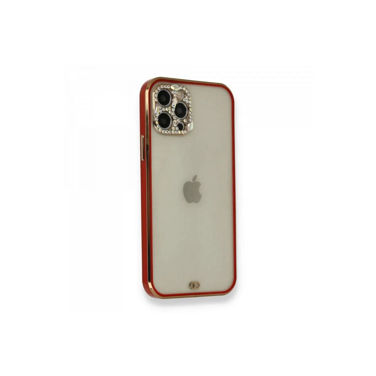 Apple İphone 12 Pro Kılıf Liva Taşlı Silikon - Kırmızı görsel 2