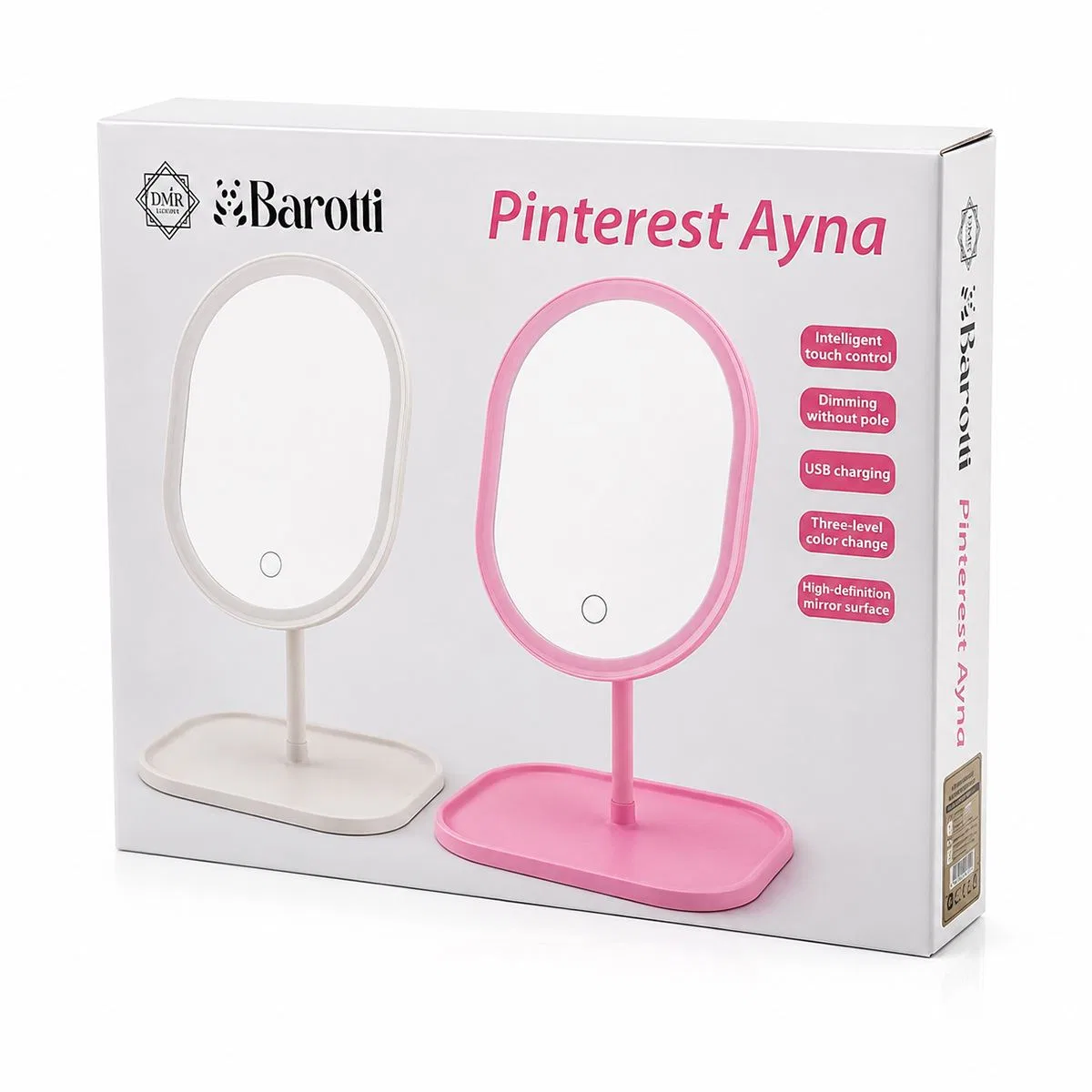 Oval USB Şarjlı Dokunmatik 3 Kademeli LED Makyaj Aynası (18, 5/15, 5 cm, 360°) görsel 4