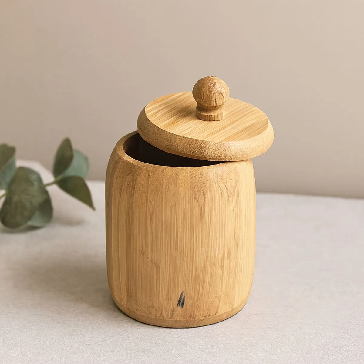 Kapaklı Ahşap Bambu Şekerlik 7. 5 x 8. 5 cm