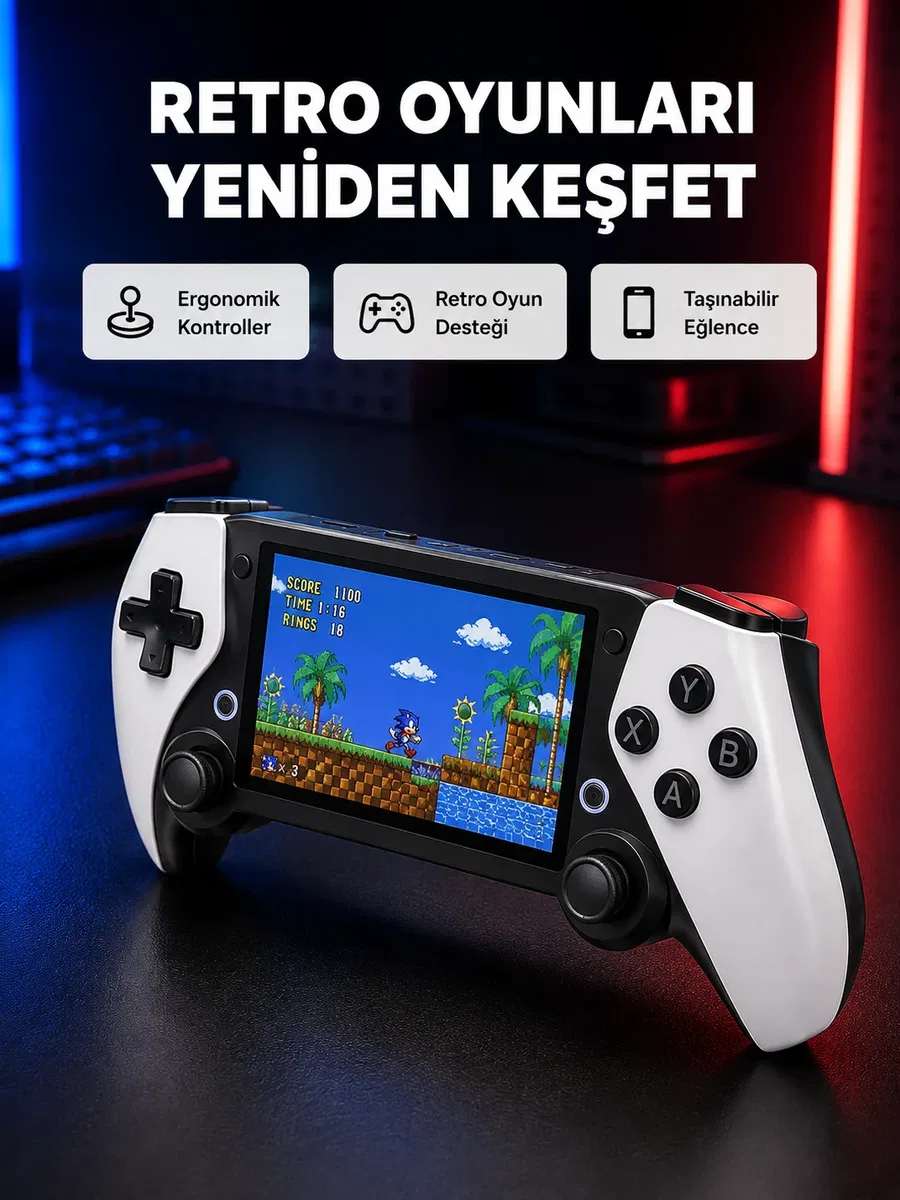 Taşınabilir Retro Oyun Konsolu – 4. 3 İnç Ekran, 64 GB Hafıza ve Klasik Oyun Arşivi