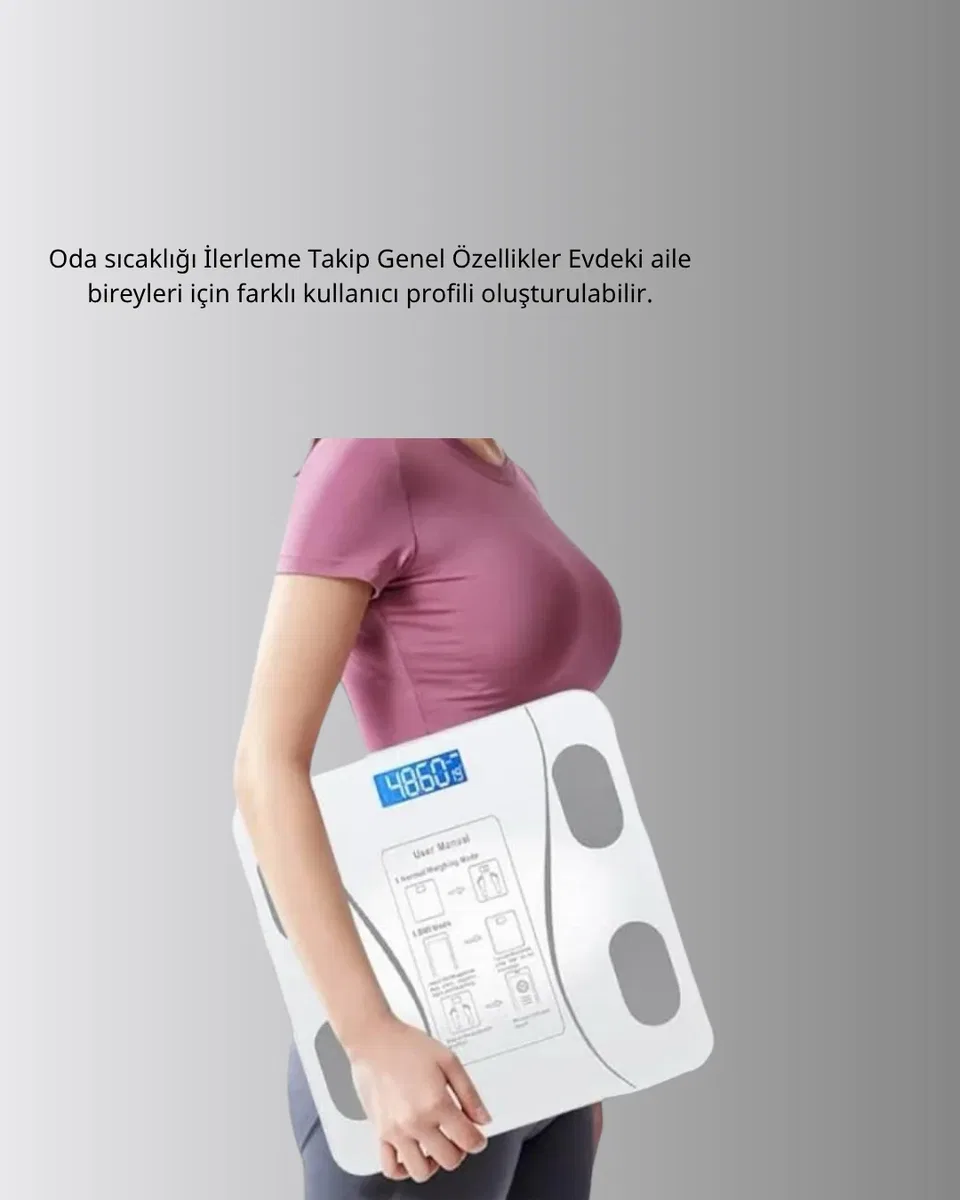 Bluetooth Akıllı Tartı – 8 Fonksiyonlu Dijital Baskül, 180 kg Kapasiteli görsel 4