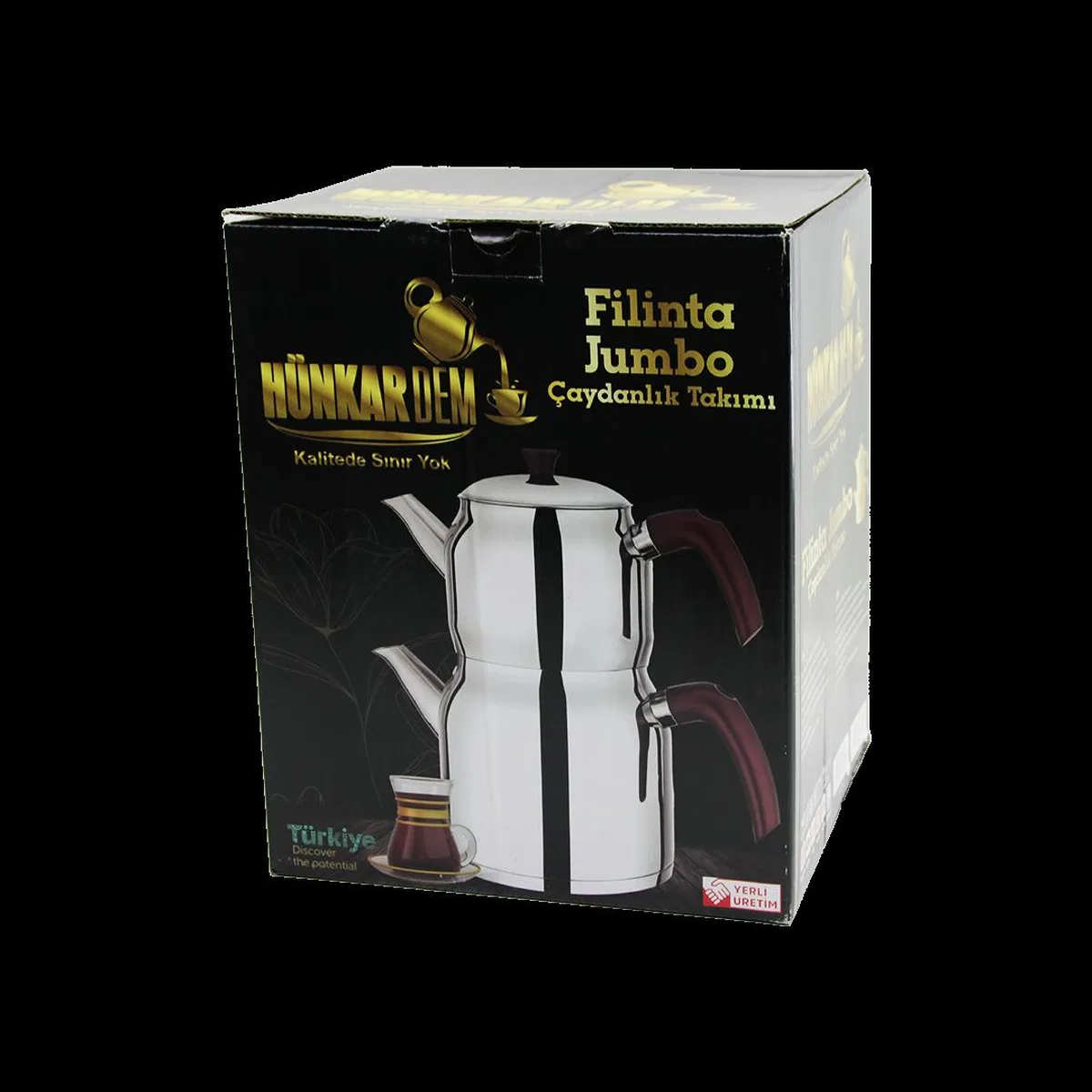 Jumbo Çelik Çaydanlık Seti 2L+4L Çift Kapaklı Kendinden Süzgeçli görsel 2