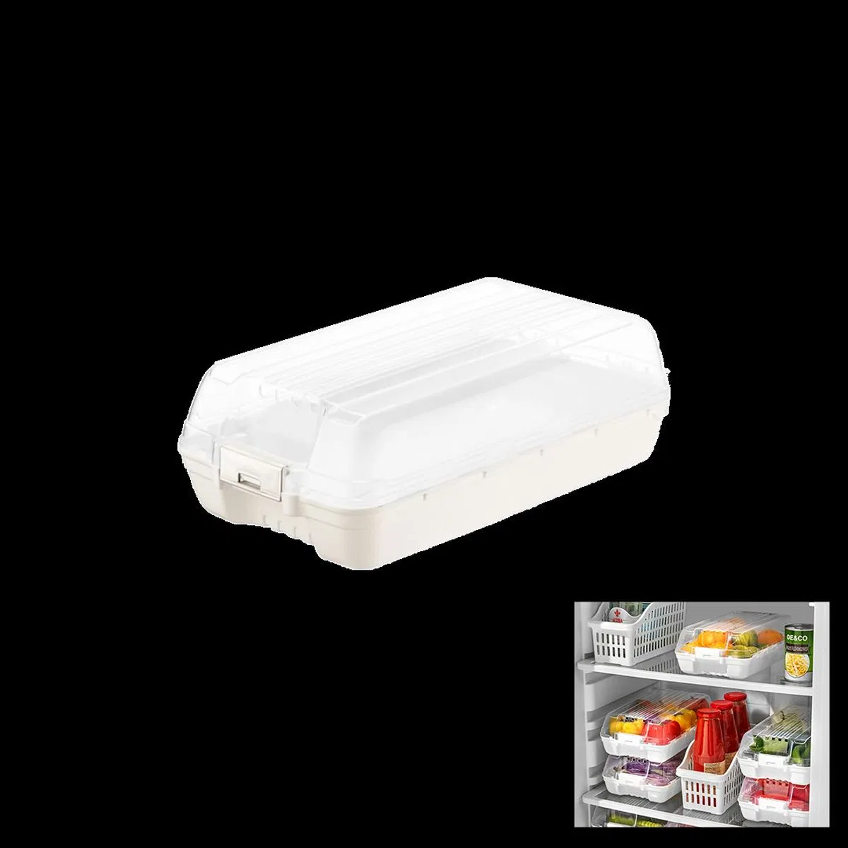 Şeffaf Kapaklı Buzdolabı Organizeri 320x183x103 mm görsel 2