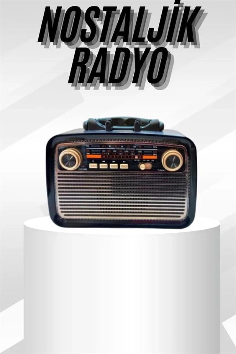 Müzik Kutusu Bluetooth Bağlantılı El Fenerli Nostaljik Tasarım Radyo görsel 2