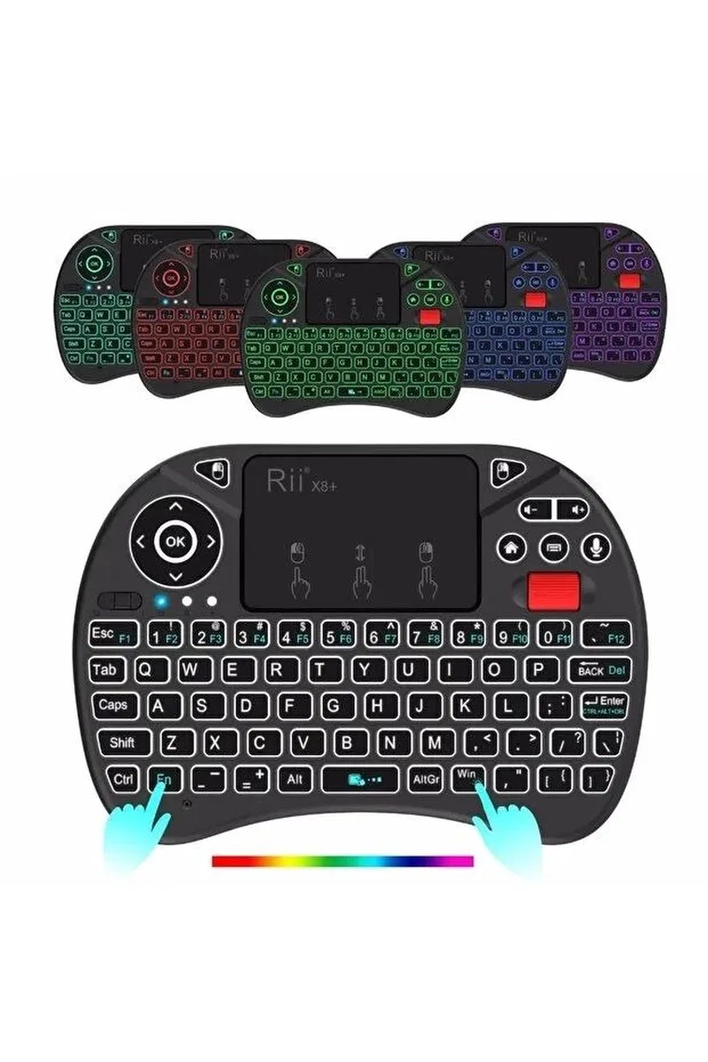 Rgb Işıklı Mini Kablosuz Klavye Touchpad Combo, Bluetooth Ve 2. 4g Smart Tv Kumandası görsel 4