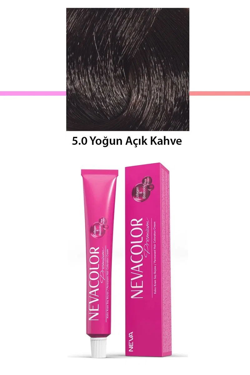 Premium 5. 0 Yoğun Açık Kahve - Kalıcı Krem Saç Boyası 50 g Tüp