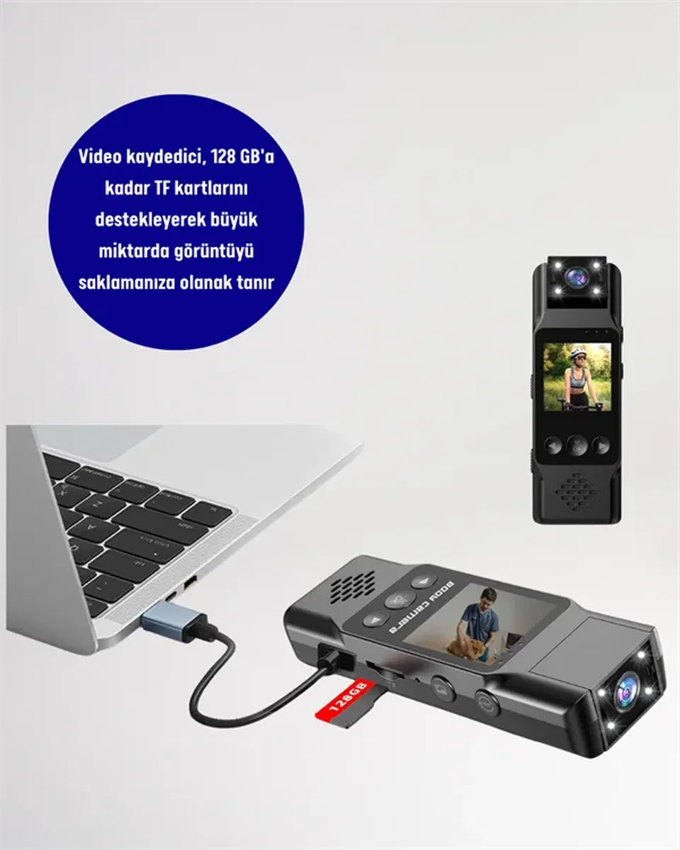 WiFi Destekli Mini Kamera – 180° Dönebilen Lens, 1080P Video, TFT Ekranlı görsel 5