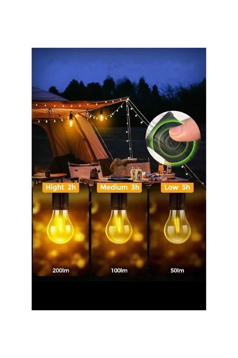 Taşınabilir Şarjlı Led Ampül Outdoor Kamp Bahçe Lambası 10w Askılı Kırılmaz Led Işık görsel 5