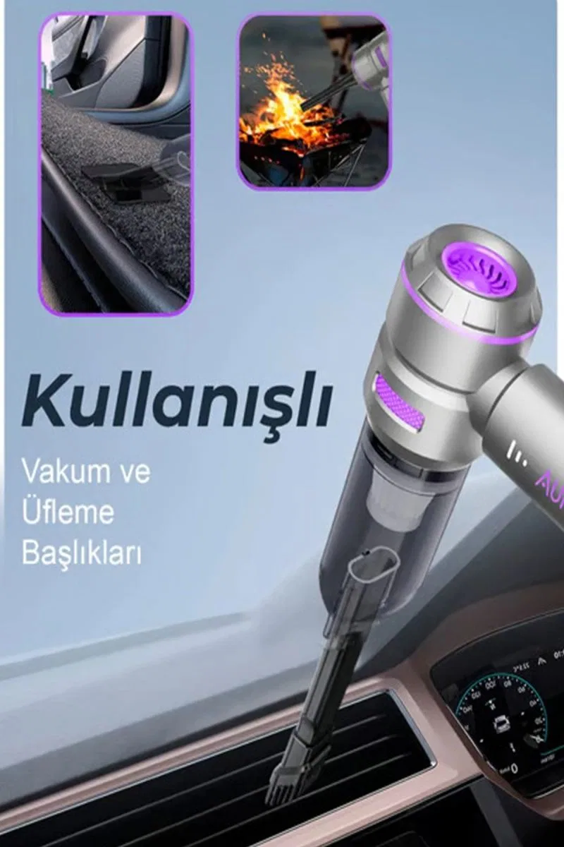 Kablosuz Taşınabilir Araç İçi El Süpürgesi 17000pa Güçlü Vakum 4’ü 1 Arada Çok Amaçlı Temizlik görsel 5
