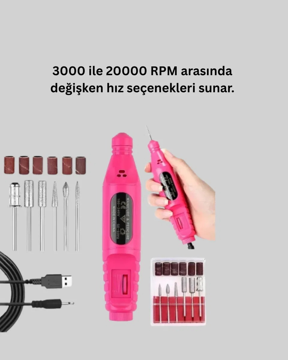 6 Uçlu Elektrikli Manikür Pedikür Seti Yeni Nesil görsel 2