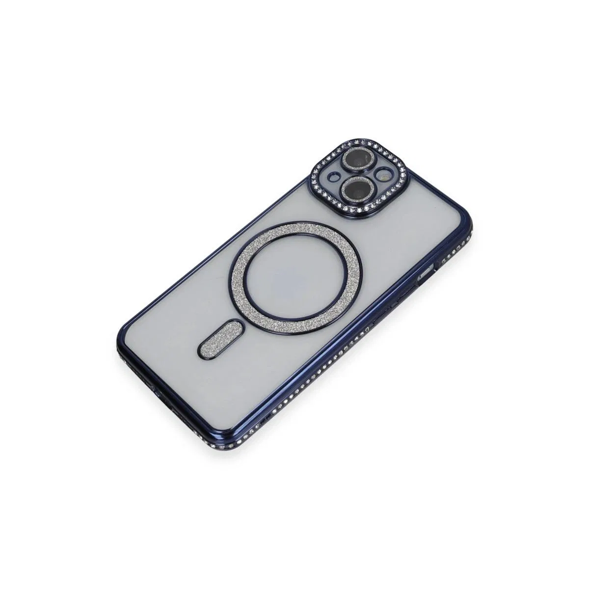 Apple İphone 13 Kılıf Joke Simli Magneticsafe Kılıf - Lacivert görsel 3