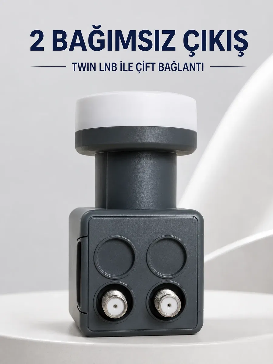 Çift Çıkışlı Twin LNB 4K Ultra HD Uyumlu Ku Band Uydu Anten Başlığı 0. 1 dB