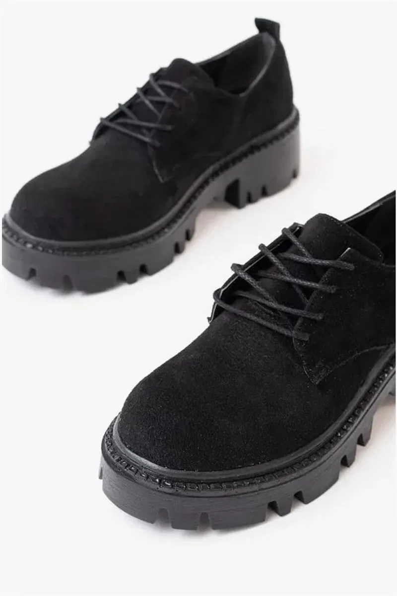 Kadın Loafer Ayakkabı Ayakkabı Bağcıklı Tabanlı Süet Yüksek Casual Günlük görsel 4