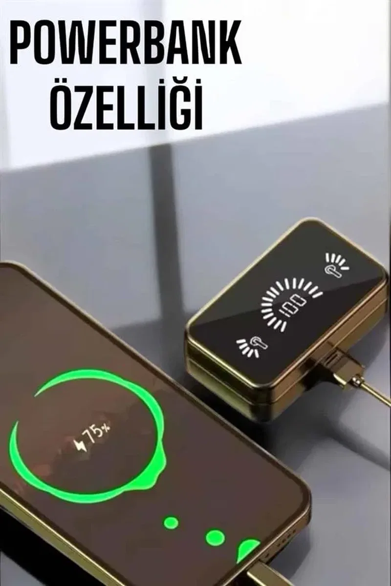 Aynalı Bluetooth Kulaklık Telefon Standlı Dijital Göstergeli görsel 3
