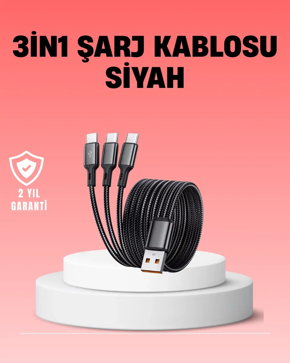 Çoklu USB Şarj Kablosu – 1, 2m Hızlı Şarj, 3A Güçlü Akım
