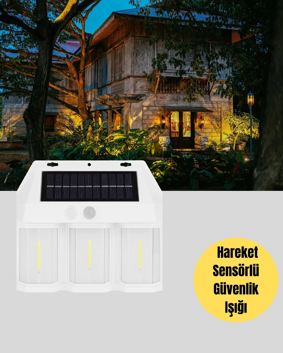Suya Dayanıklı Solar Duvar Lambası – Akıllı Gece Sensörlü Işık görsel 4