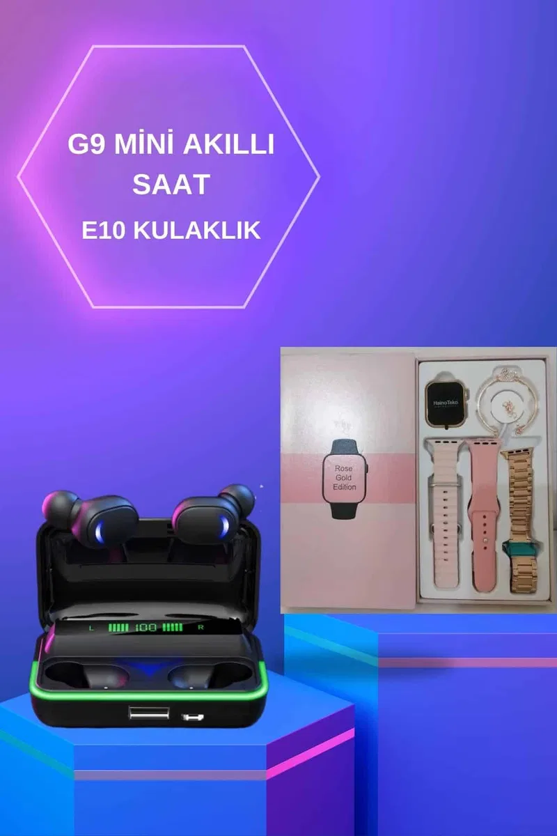 Kadınlara Özel Bileklik Hediyeli Akıllı Saat ve Dijital Göstergeli ANC Özellikli Bluetooth Kulaklık görsel 2