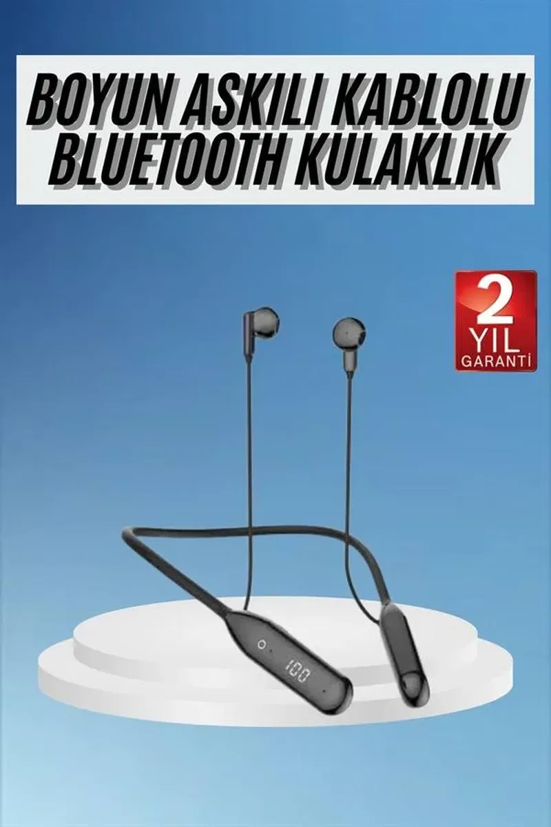 Boyun Bantlı Kablolu Yüksek Ses Kaliteli Bluetooth Kulaklık Uzun Pil Ömrü görsel 2