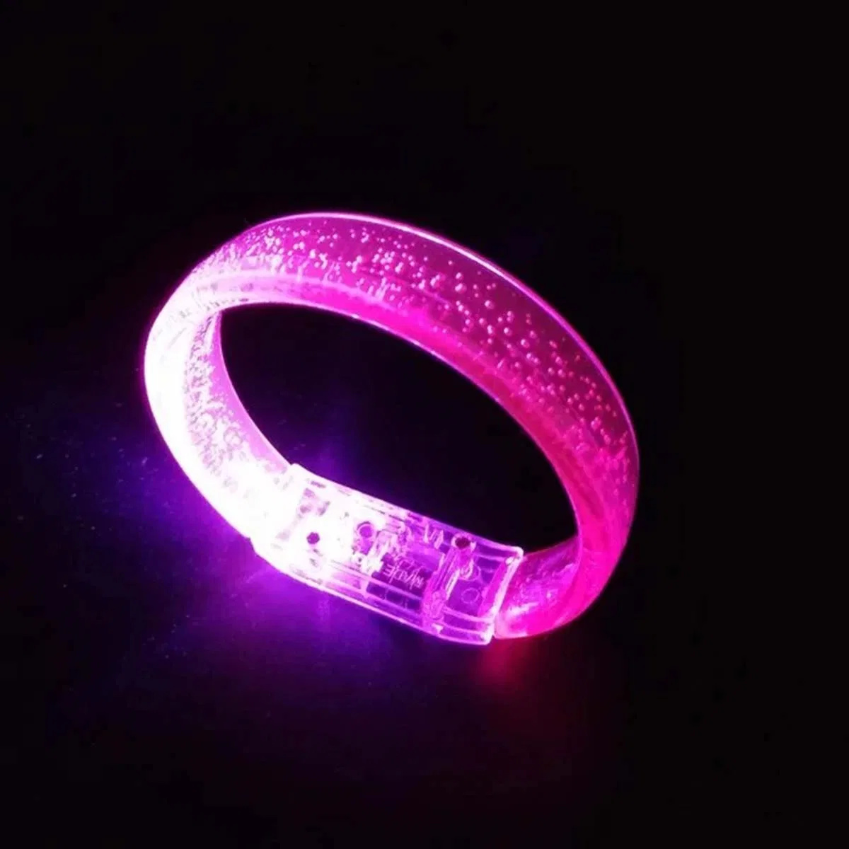Pembe Led Işıklı Baskı Yapılabilen Pilli Bileklik Bilezik 1, 5 Cm Genişlik görsel 4