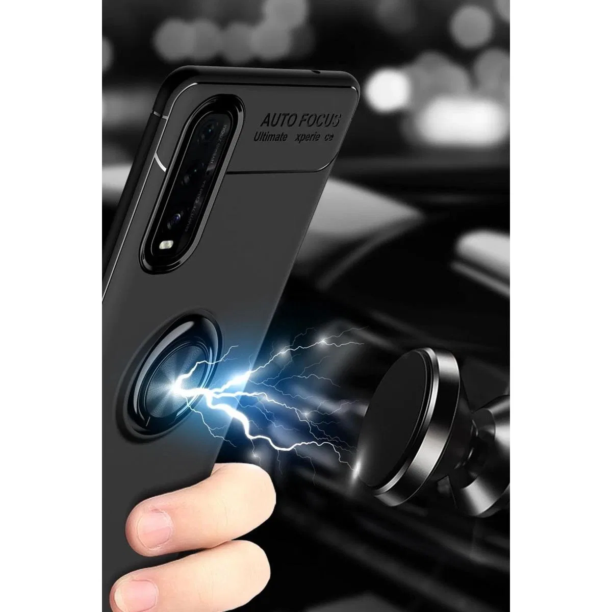 Oppo Find X2 Kılıf Range Yüzüklü Silikon - Siyah-kırmızı görsel 3