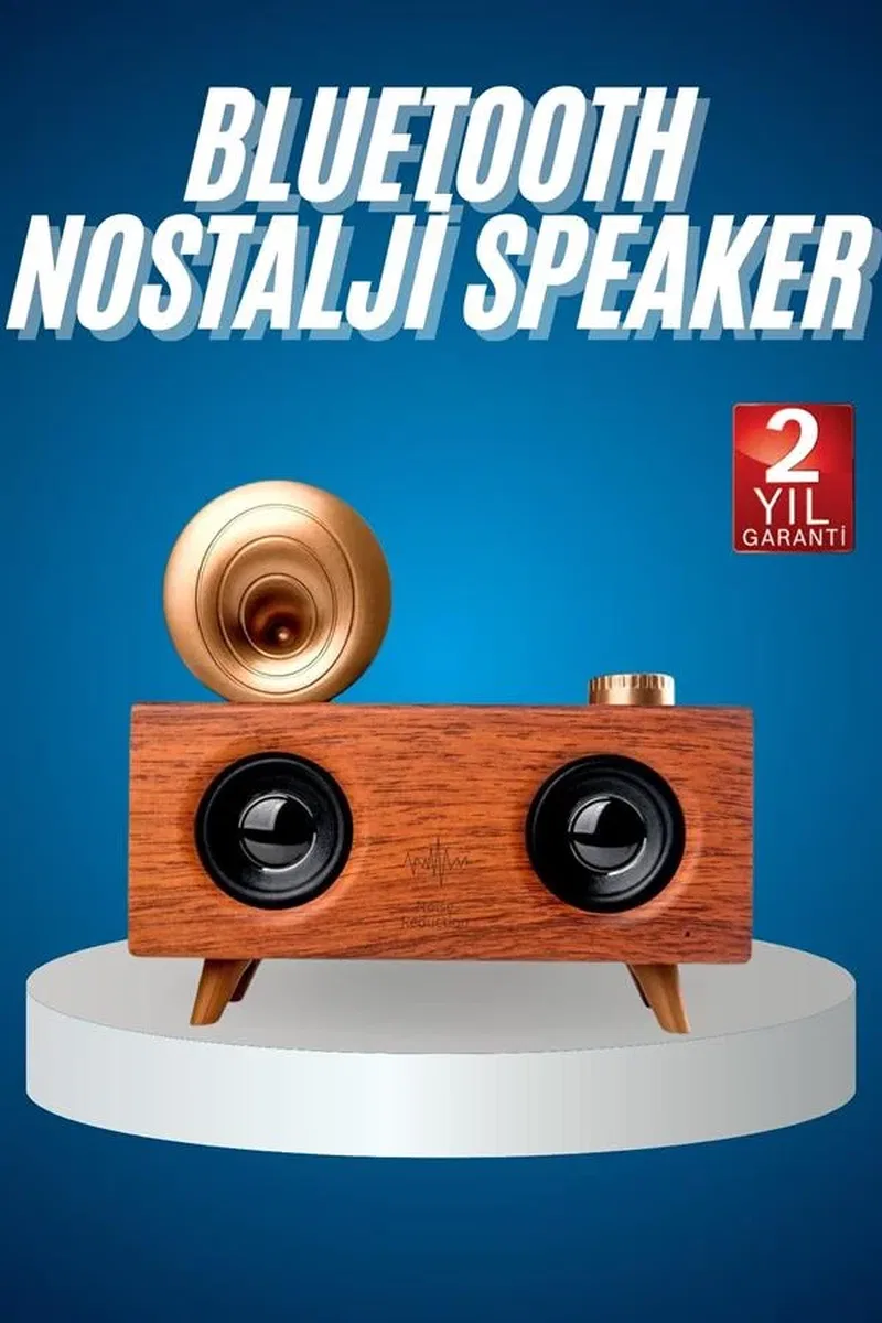 Bluetooth Nostalji Speaker Radyo Gramofon Ahşap Renk Vintage görsel 2