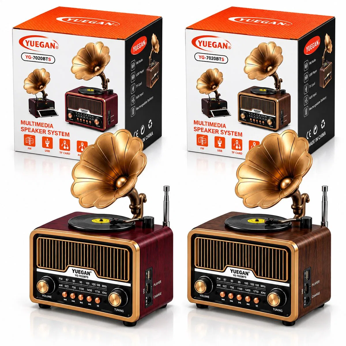 Retro Gramofon Radyo Bluetooth USB Şarjlı (AM/FM/SW) görsel 2