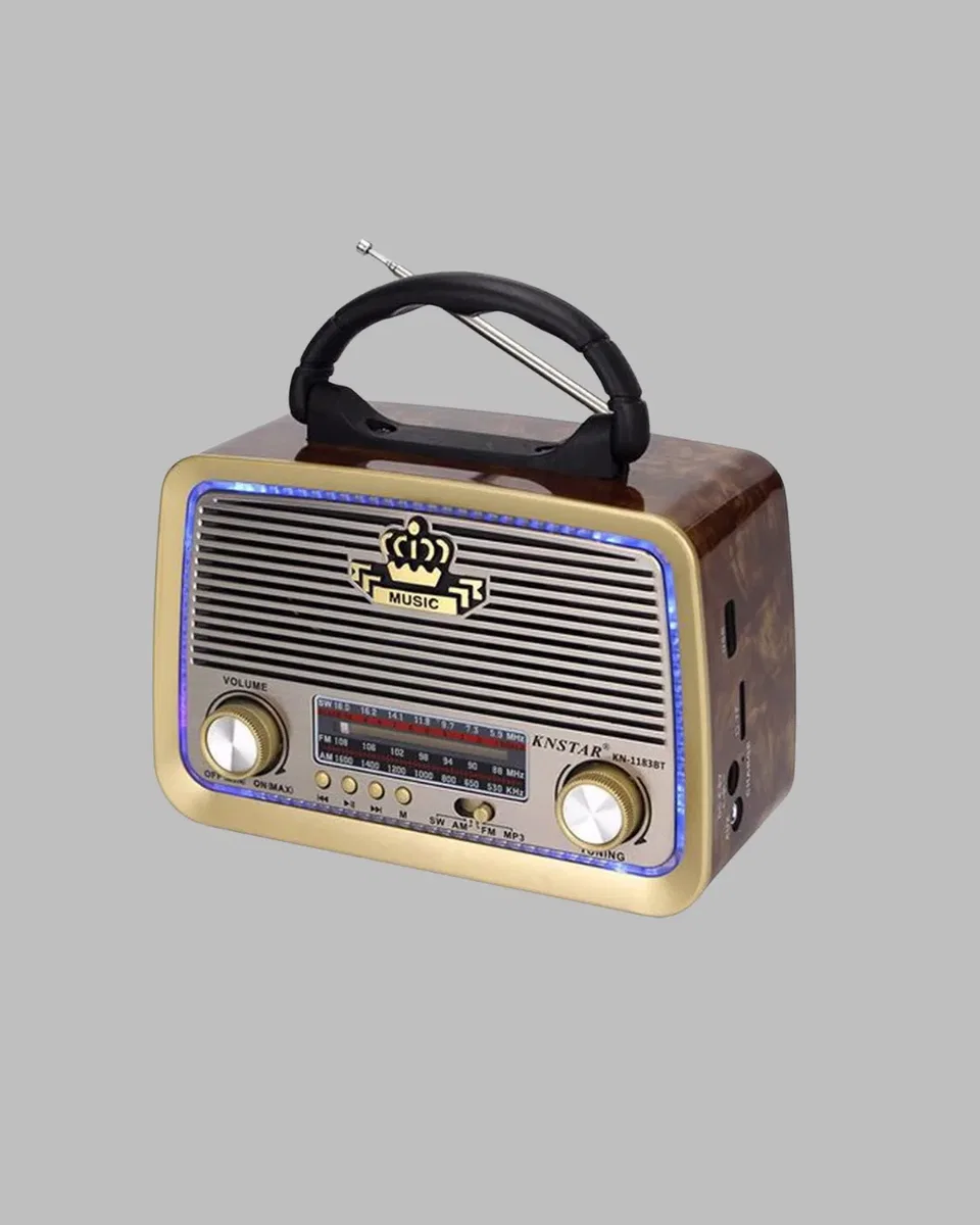 Ahşap Nostaljik Radyo Bluetooth USB SD Kart Destekli görsel 5