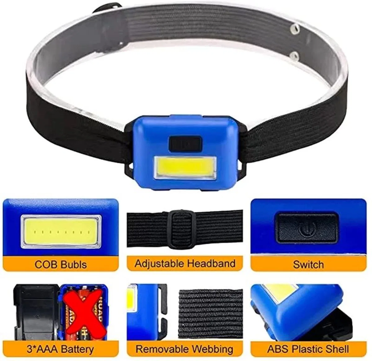 Ps-t89 Mini Pilli Cob Led 3 Mod Su Geçirmez Kafa Feneri Lambası görsel 5