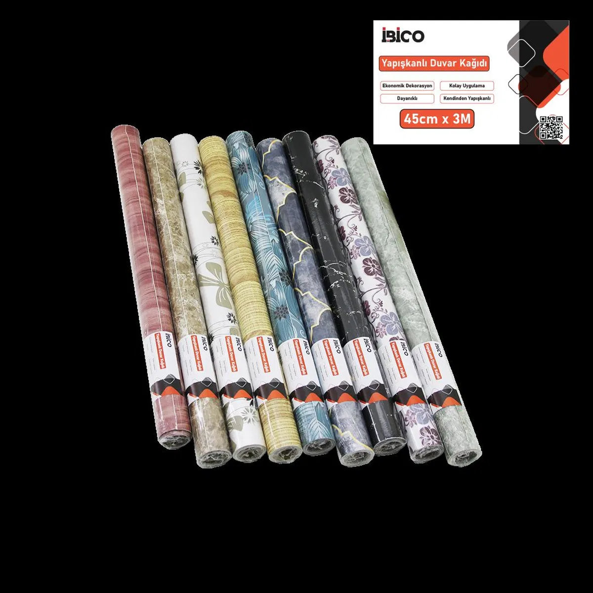 Kendinden Yapışkanlı Folyo Duvar Kağıdı 3m x 45cm (Mix Desen) görsel 2