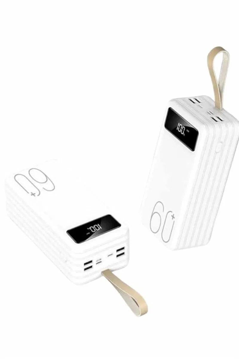 Powerbank 60. 000 Mah Taşınabilir Şarj Hızlı El Fenerli Dijital Göstergeli