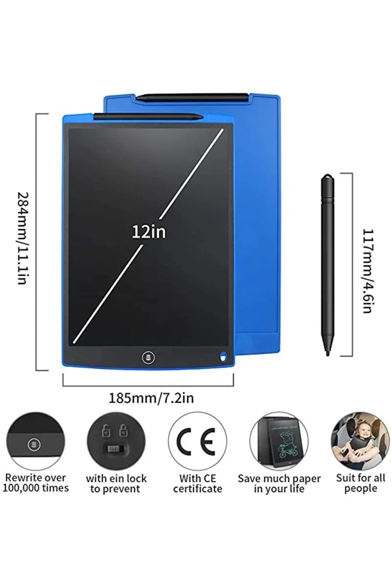 12 Inc Writing Lcd Grafik Dijital Kalemli Çizim Tableti Yazı Tahta Not Yazma Eğitim Tableti görsel 4