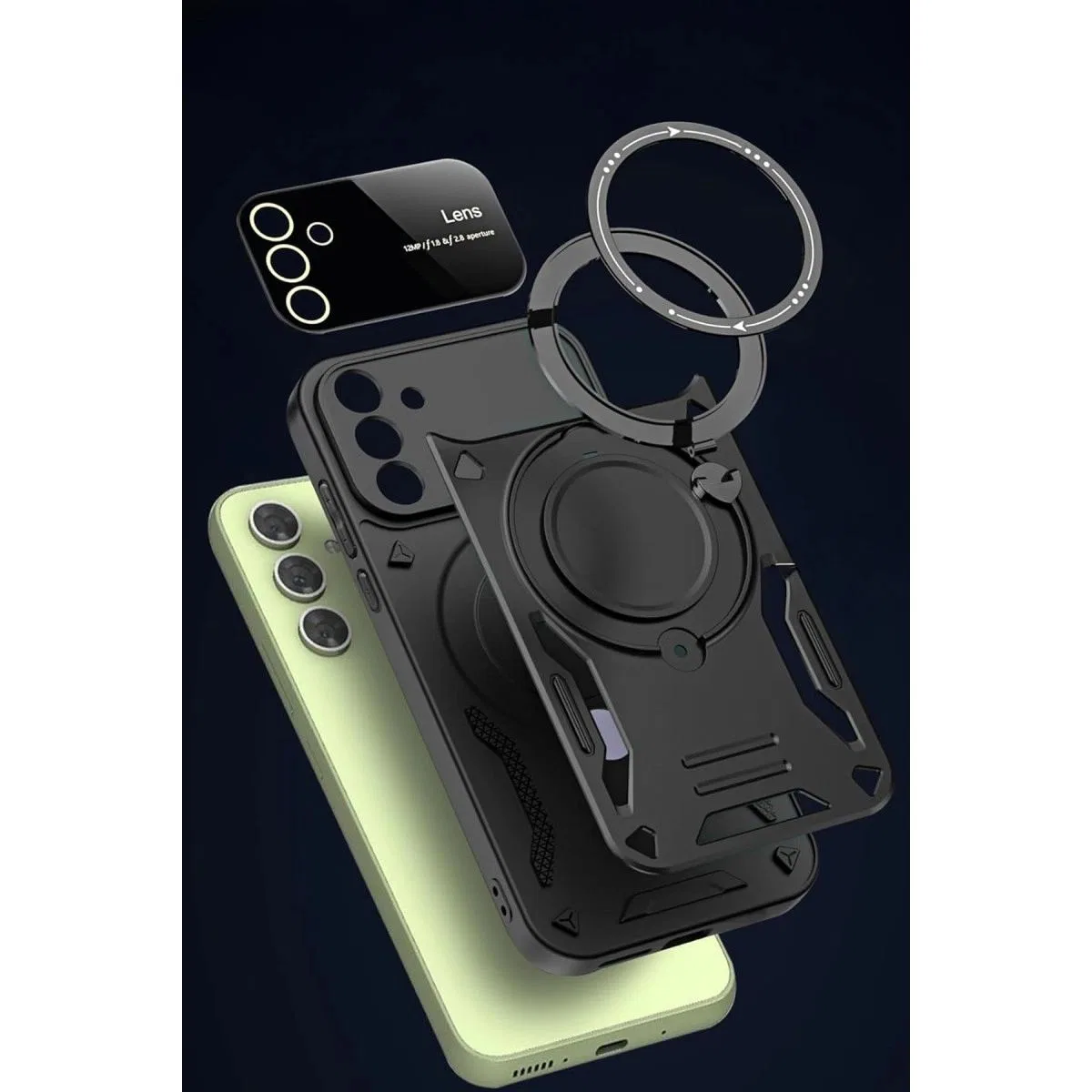 Samsung Galaxy S24 Fe Kılıf Joy Lens Standlı Kapak - Mor görsel 3
