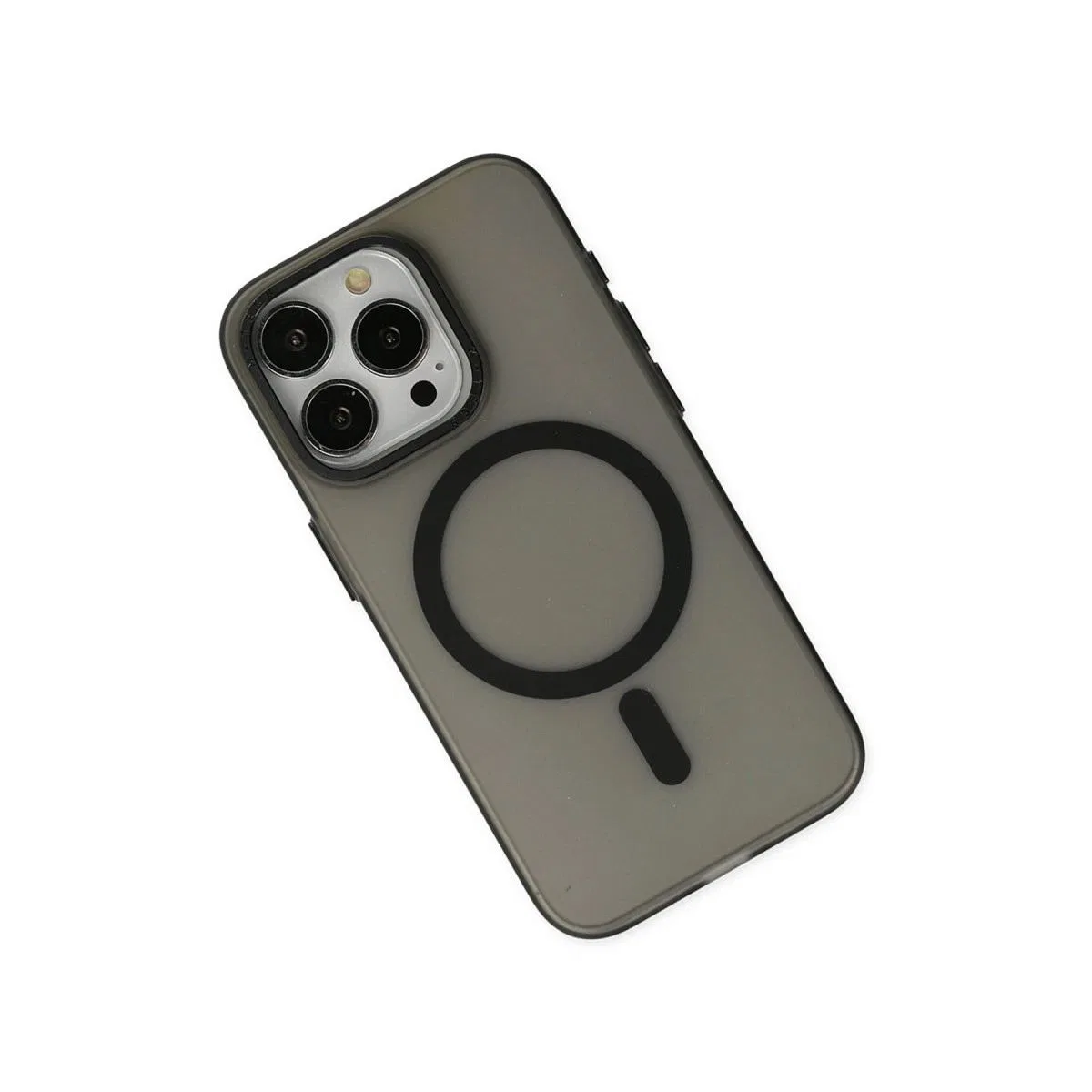 Apple İphone 15 Pro Max Kılıf Lodos Magneticsafe Mat Kapak - Siyah görsel 3