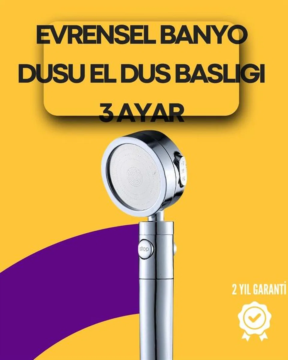 Sağlam Metal Hortum Bağlantılı, 360° Hareketli Duş Başlığı