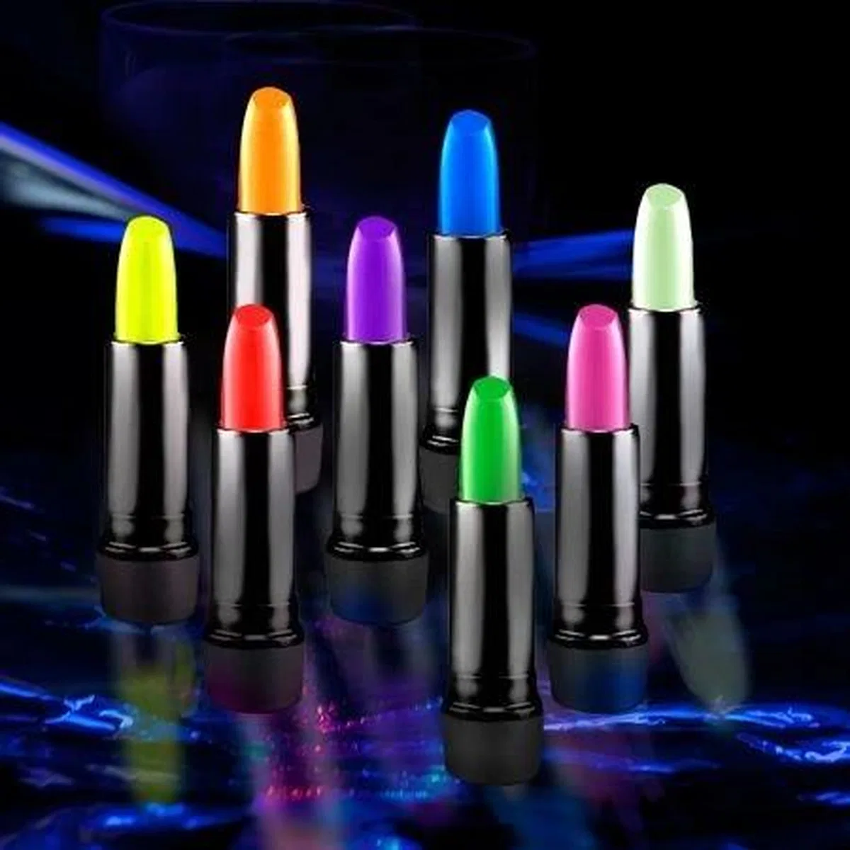 Karanlıkta Parlayan Yanan Uv Neon Ruj Yüz Boyama 6 Adet 6 Renk görsel 4