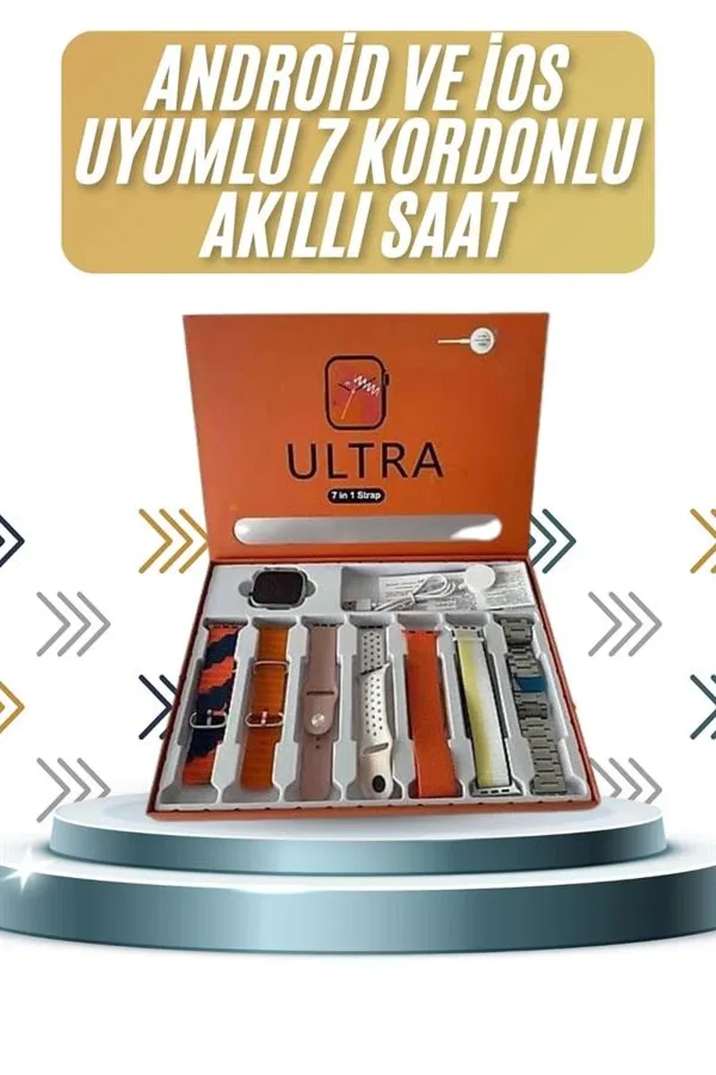 7 Kordonlu Akıllı Saat Plastik Kordon Hasır Kordon Çelik Kordon görsel 2