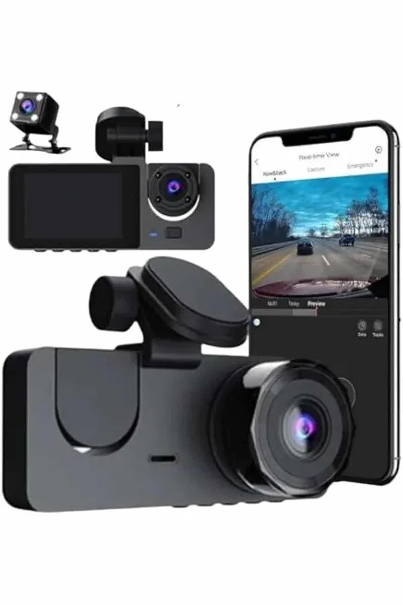 3 Kameralı 2 İnç 1080P Araç İçi Kamera Sürüş Kamerası CarPlay görsel 3