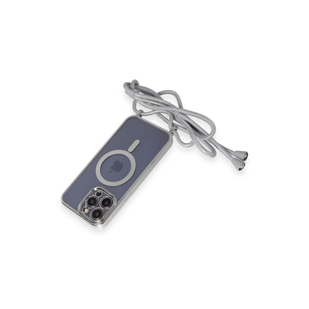 Apple İphone 12 Pro Max Kılıf Divo Lazer Askılı Magsafe Kapak - Gümüş görsel 5