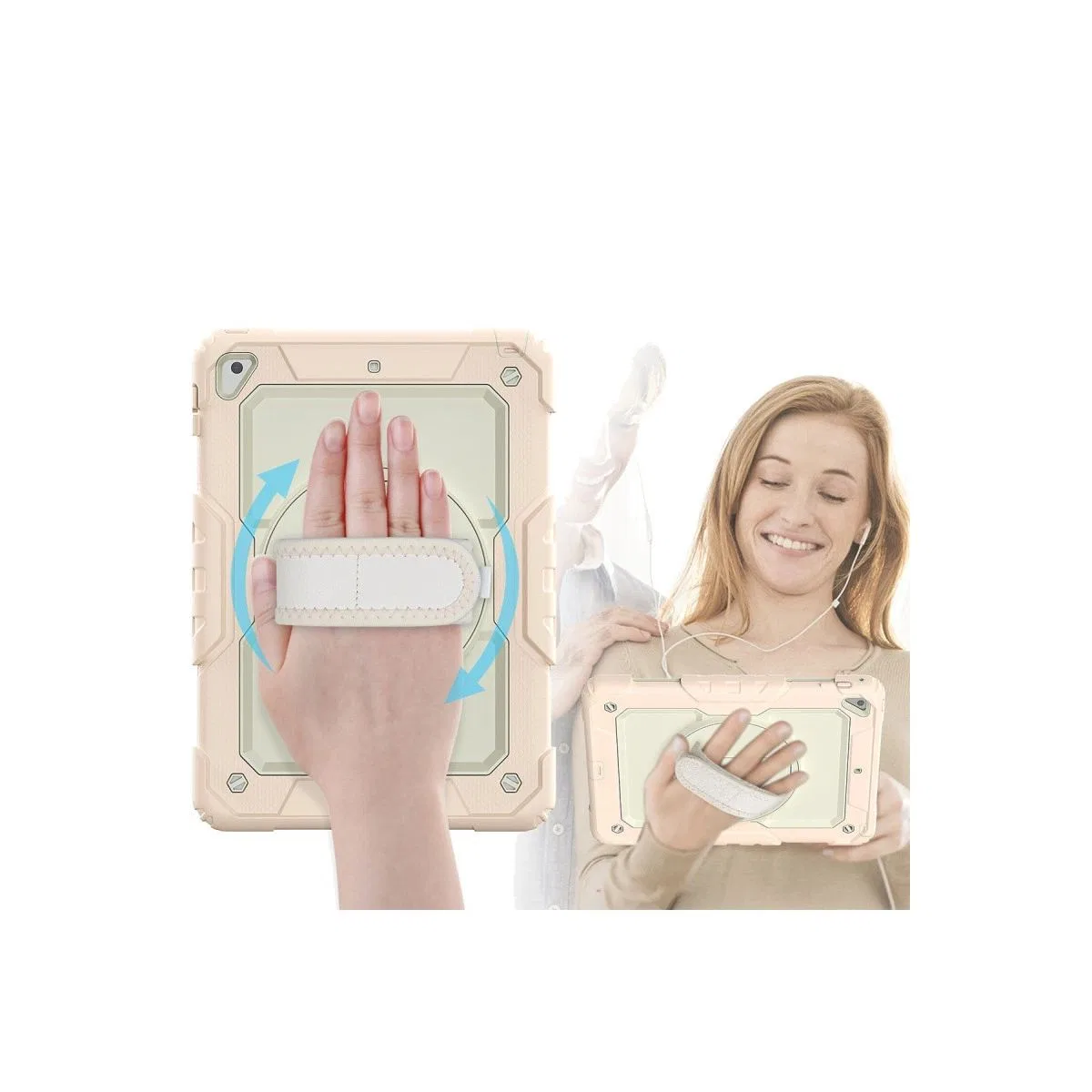 Apple İpad 5 Air 9. 7 Kılıf Strap New Tablet Kapak - Pembe görsel 2
