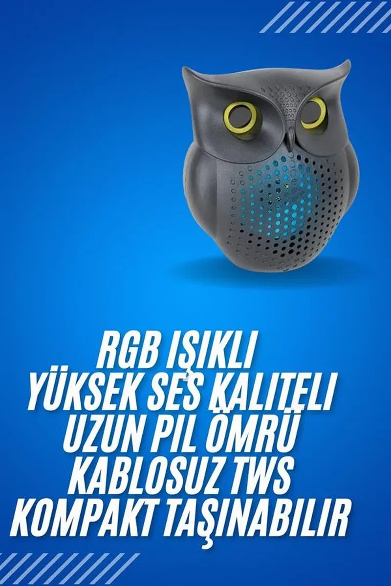 Siyah Bluetooth Hoporlör Baykuş Speaker Bluetooth 5. 0 Bağlantılı