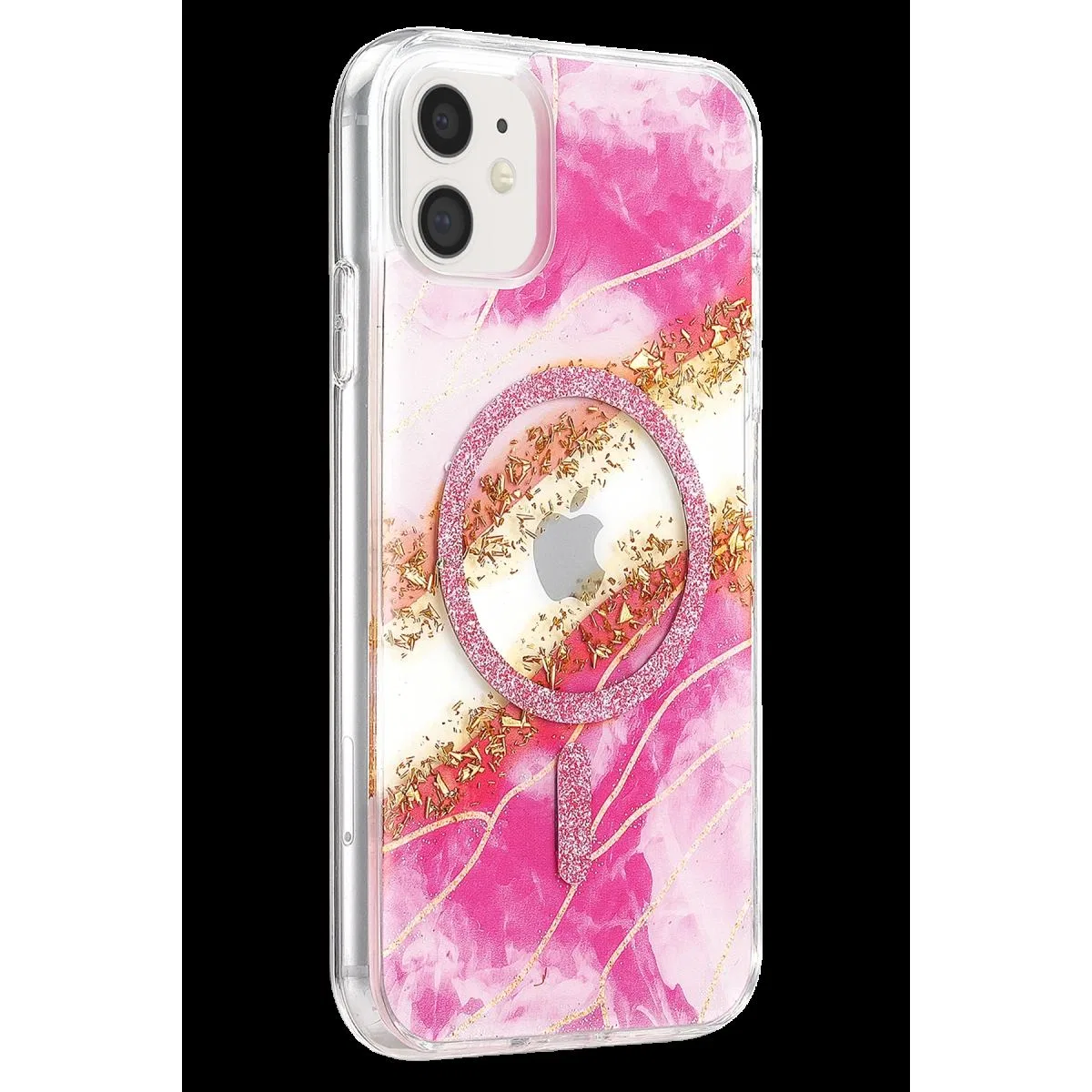Onegif Apple İphone 11 Lotus Simli Magsafe Kapak - Pembe görsel 2
