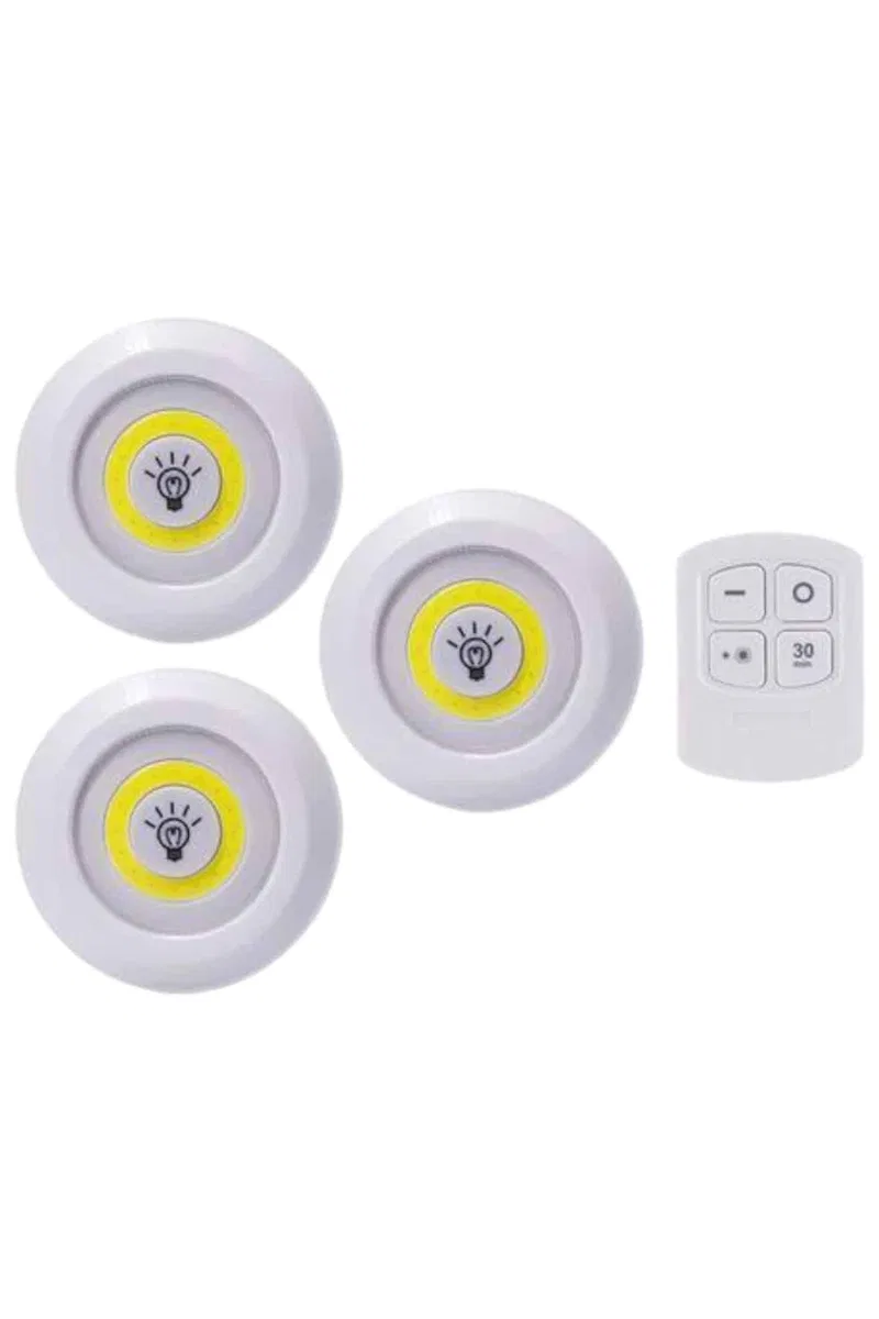Led Lamba 3'lü Uzaktan Kumandalı Yapışkanlı görsel 4