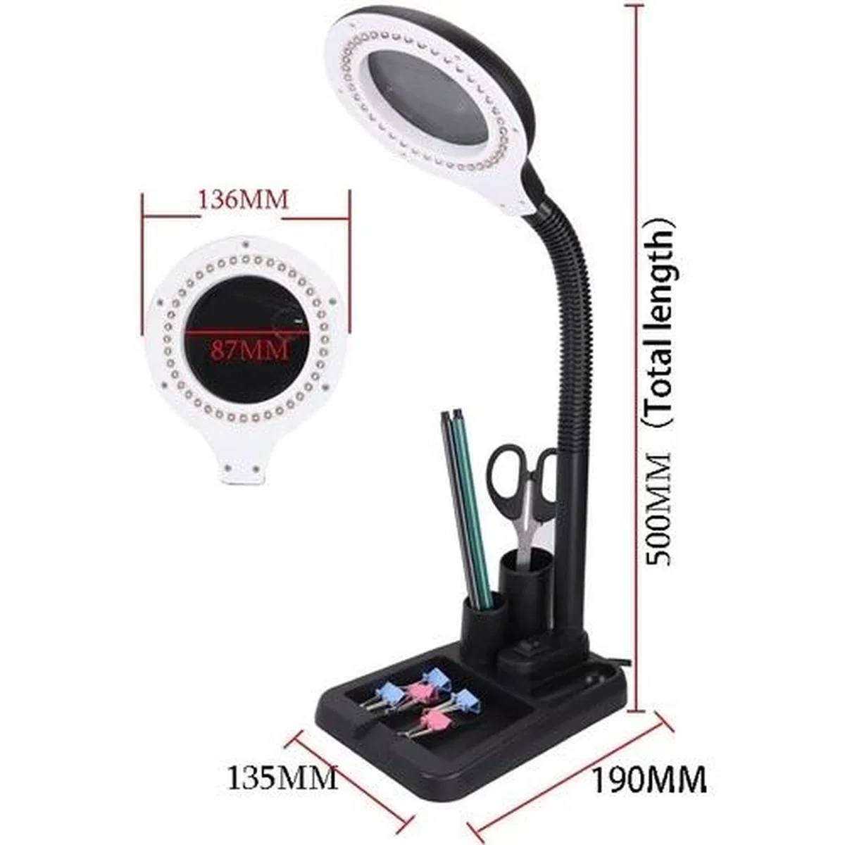 Esnek 5x /10x, 40 Led Işıklı Büyüteç, lamba Büyüteç Okuma, Çalışma Lehim Masa Lambası A808 görsel 5